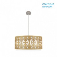Distribuidor - Lâmpadas Diversas | Colgantes Moderno | COLGANTE KATERINA 3XE27 NIQUEL/MADERA CLARA REGX60X60 CM Ref: 177996085